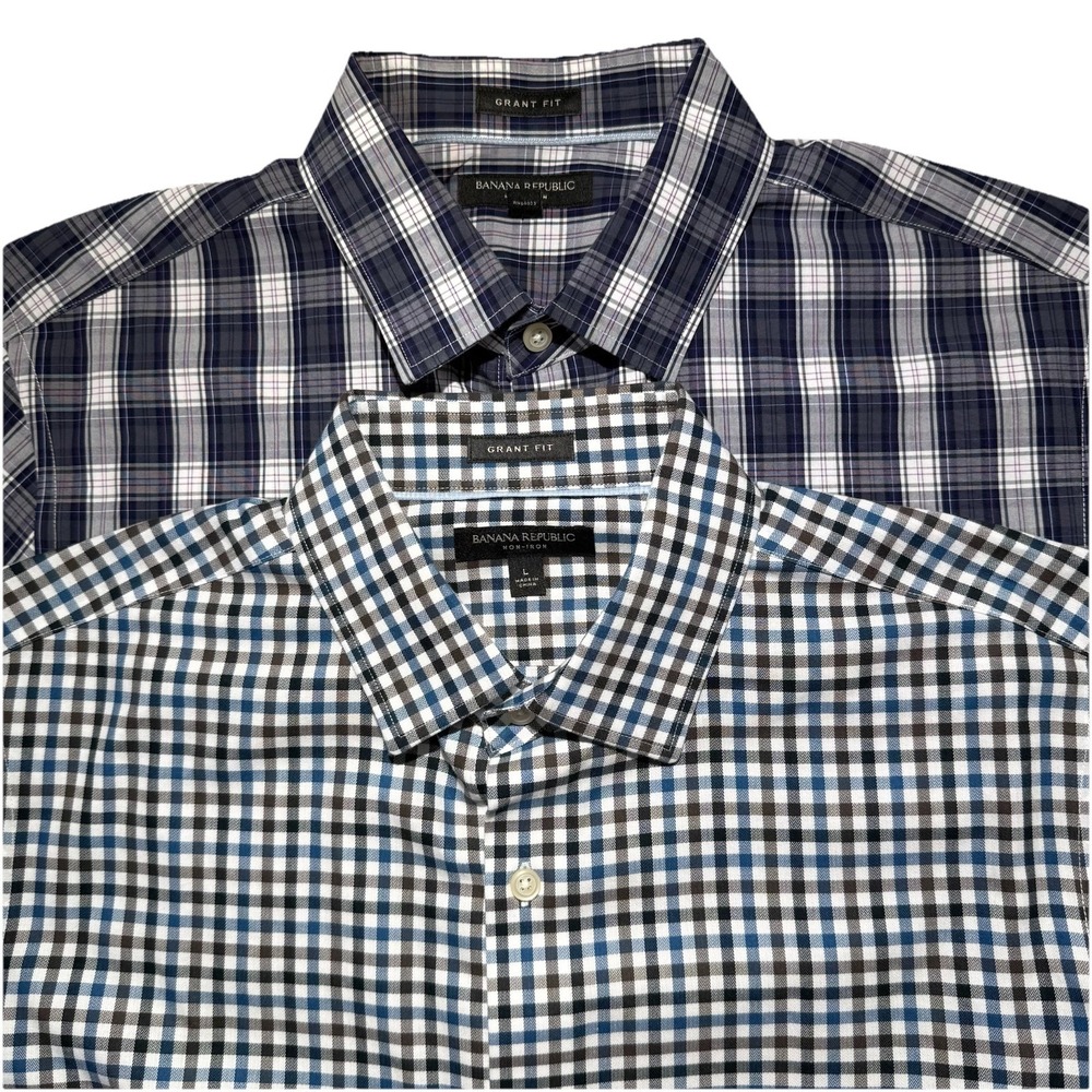 Lot 2 Banana Republic Men's Long Sleeve Grant Fit Button Down Shirt XL